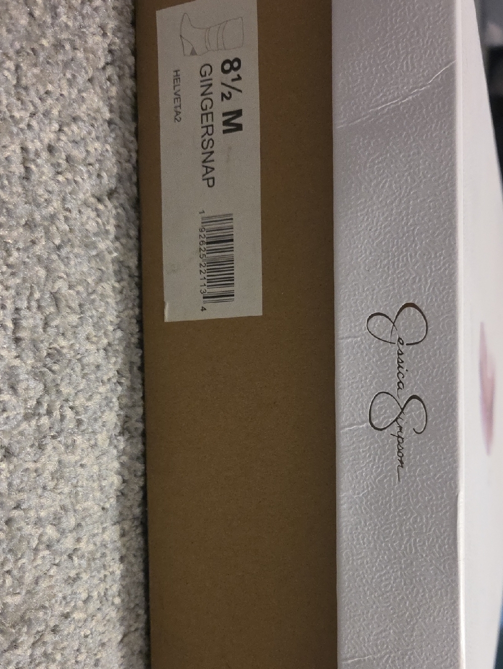 Jessica Simpson White Textured Shoe Box with Script Logo